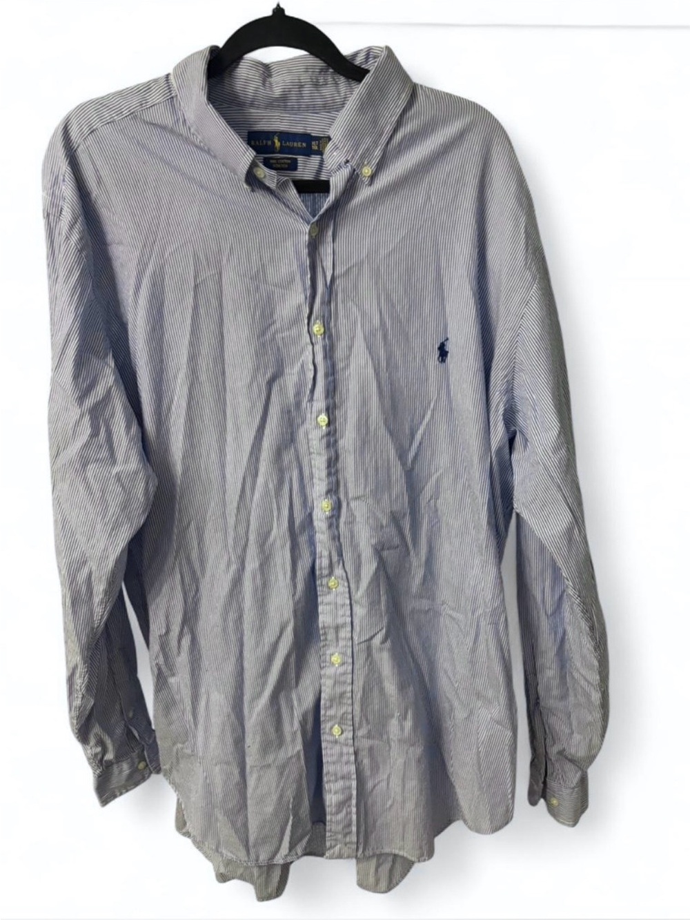 Ralph Lauren Men's Light Blue & White Striped Button-Down Shirt